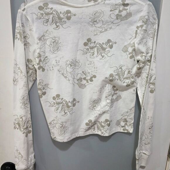 Disney NWT 100th Anniversary Cropped Long Sleeve Tee XS Juniors Mickey Mouse - Picture 5 of 6